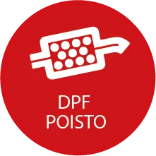 Voimme tarvittaessa kytkeä pois päältä dieselhiukkassuodattimen ohjelmistotoiminnot ja valvonnan, jotta se voidaan poistaa ajoneuvosta. Lisätietoja on DPF:n poistoa käsittelevässä osiossa.