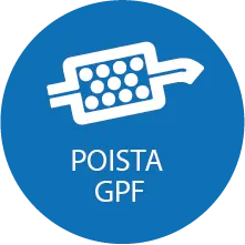 Voimme tarvittaessa kytkeä pois päältä bensiinin hiukkassuodattimen ohjelmistotoiminnot ja valvonnan, jotta se voidaan poistaa ajoneuvosta.